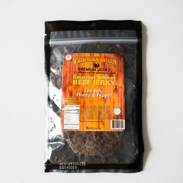 Packaging of Sea Salt, Honey and Pepper Brisket Beef Jerky